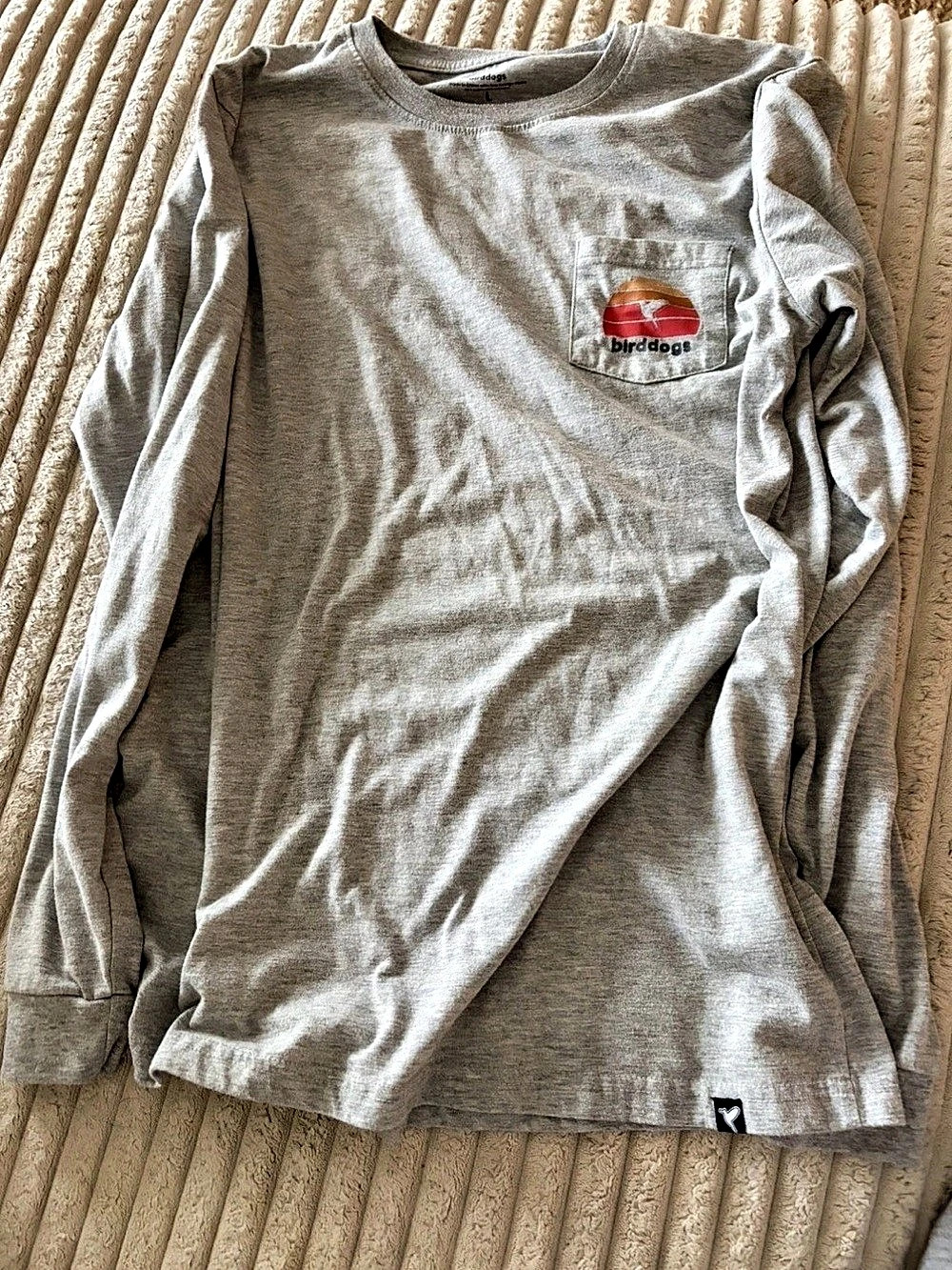 birddogs Sunset Pocket Long Sleeve T-Shirt Gray Large